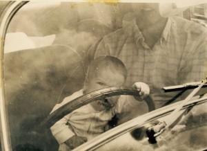 Baby AH Behind the wheel of Dad's Morgan 2